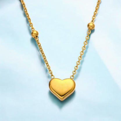 Lenora | Gold (18K) Plated Solid Love Heart Pendant Waterproof Necklace