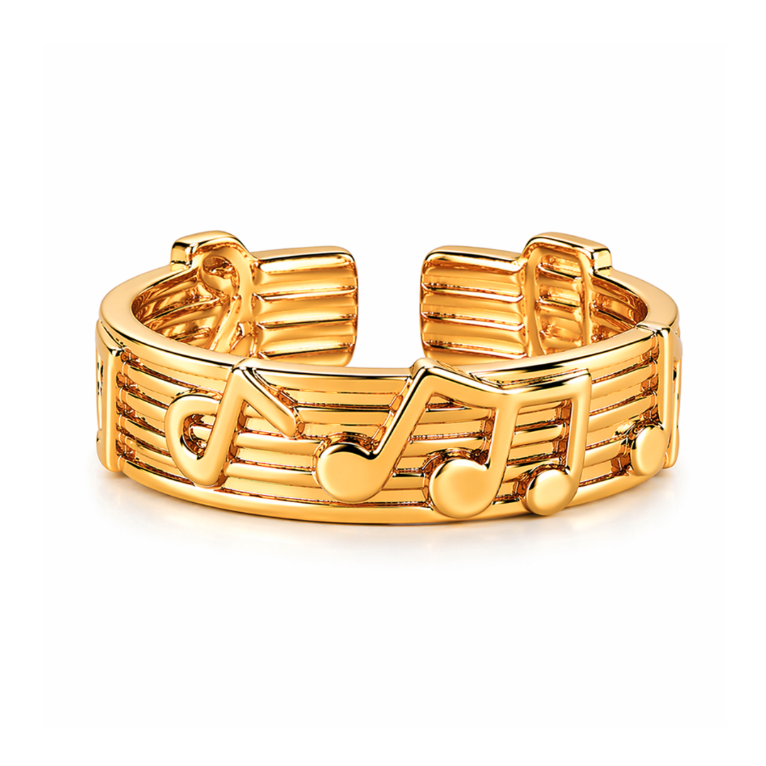 Lexie | Gold-Plated Music Notes Resizable Ring