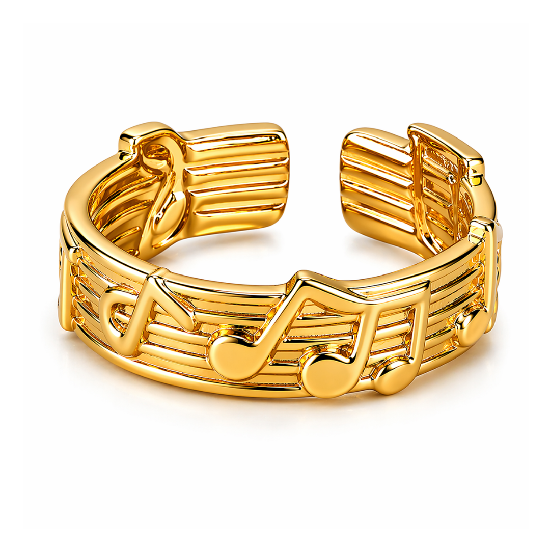 Lexie | Gold-Plated Music Notes Resizable Ring