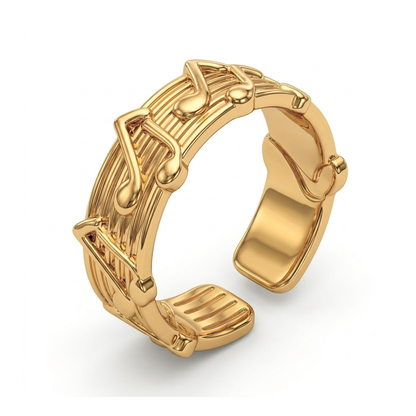 Lexie | Gold-Plated Music Notes Resizable Ring