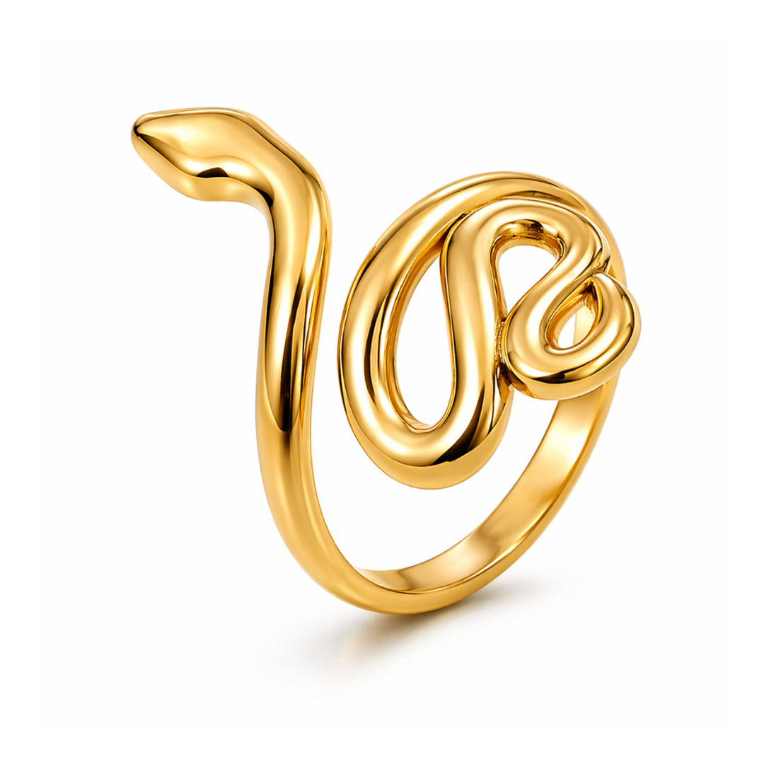 Maelle | Gold-Plated Snake Charm Resizable Ring