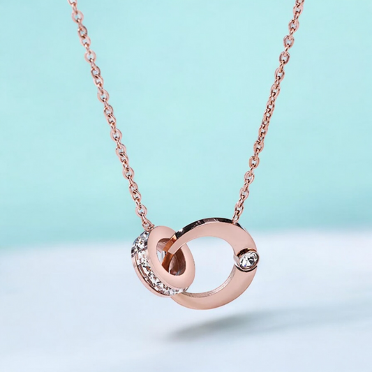 No tarnish, waterproof Lyra Rose Gold Necklace. Jooelri London's 18K plated stainless steel, gym-proof. Zircons for sparkle! Free shipping!