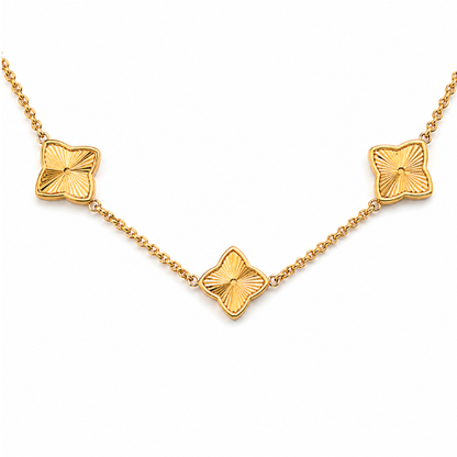 Clover Necklace - Multi-Clover Textured Gold-Plated Necklace