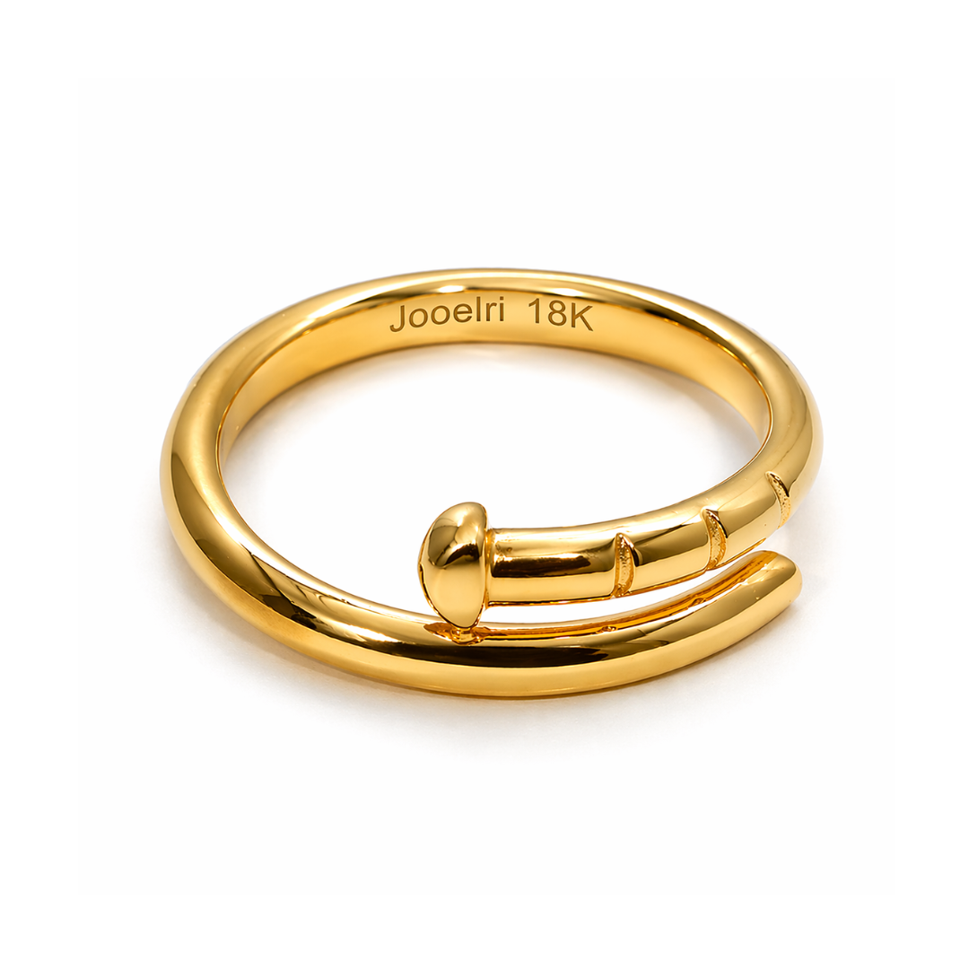 Hayley | Gold Plated Nail Resizable Ring