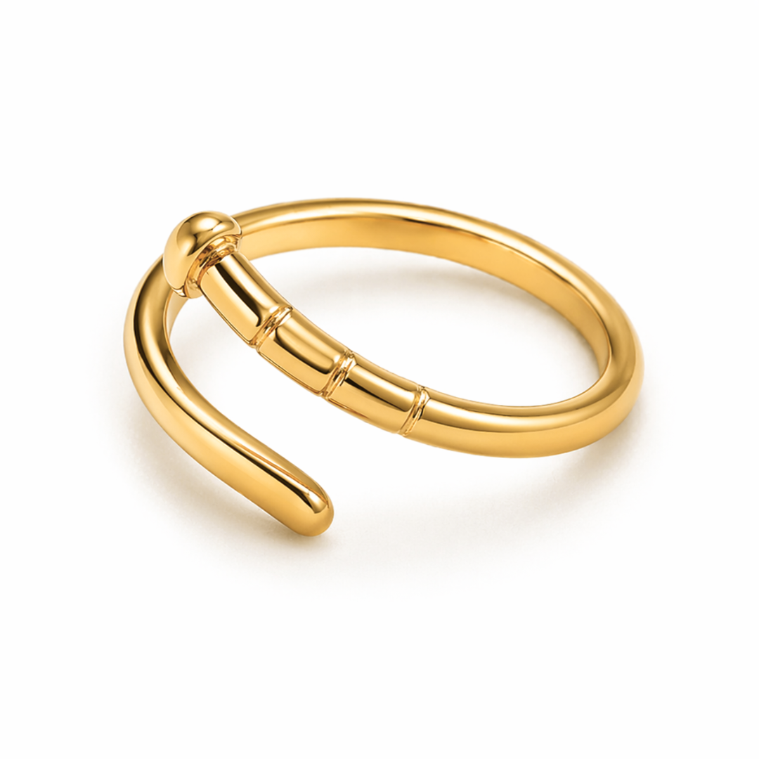 Hayley | Gold Plated Nail Resizable Ring