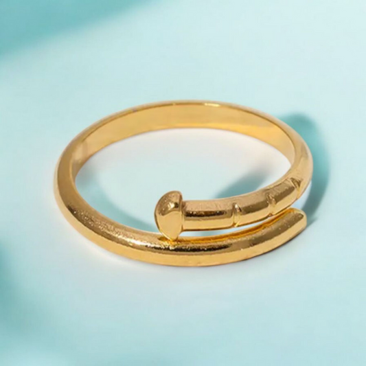 Hayley| Gold Plated Nail Head Resizable Ring