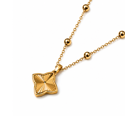 Rafaella | Gold Plated Textured Four-Leaf Clover Necklace