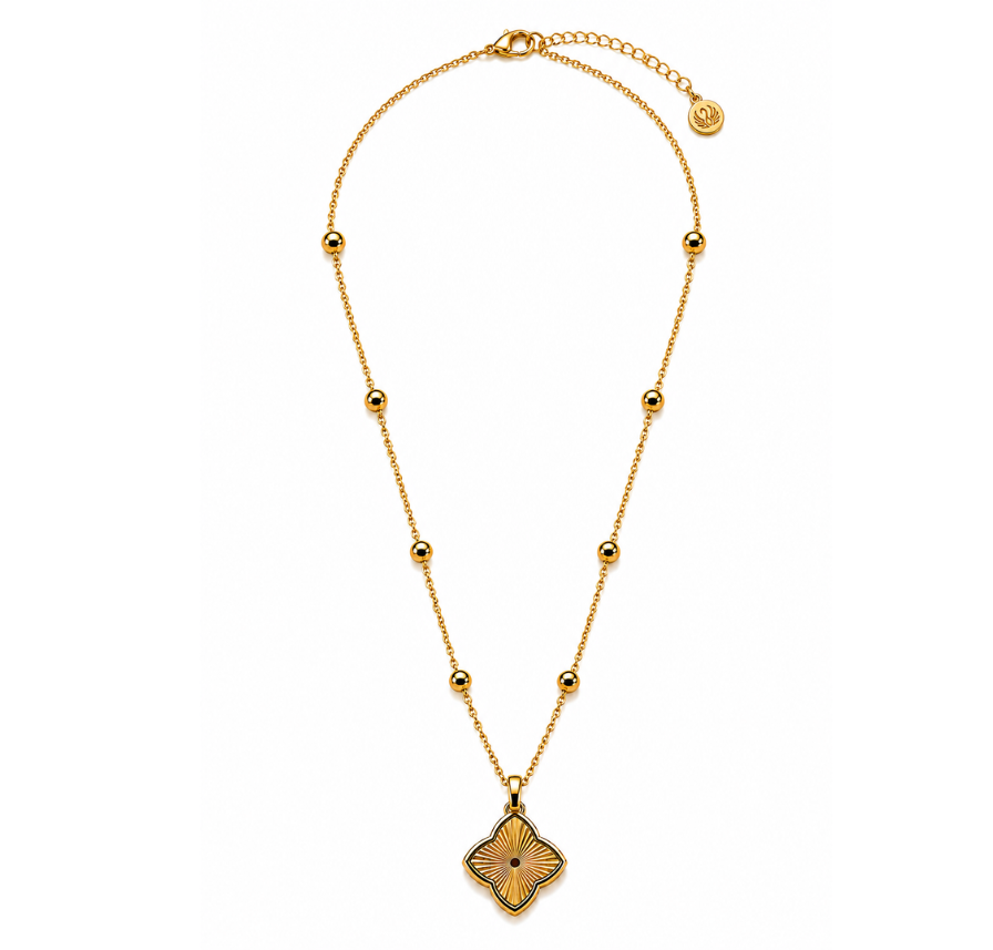 Rafaella | Gold Plated Textured Four-Leaf Clover Necklace