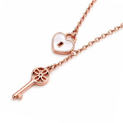 Daria | Gold Plated Heart Lock and Key Necklace