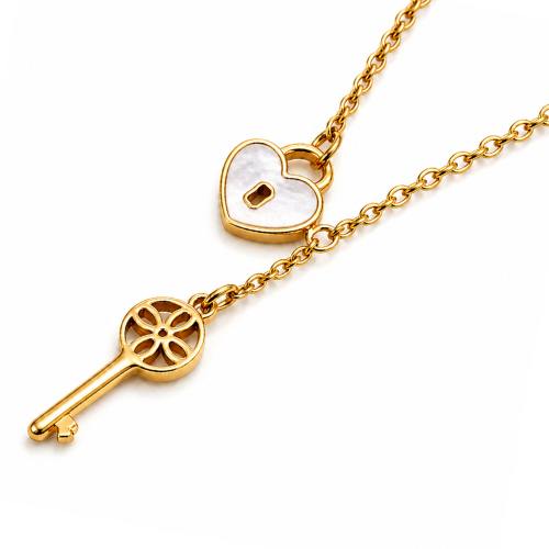 Daria | Gold Plated Heart Lock and Key Necklace