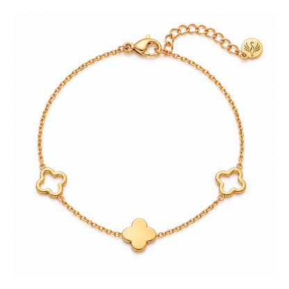 Nikita | Gold Plated Multi Clover Chain Bracelet