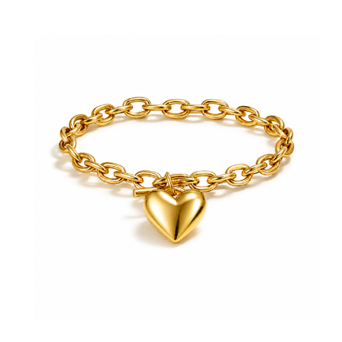 Luna | Gold Plated Heart Charm Toggle Bracelet