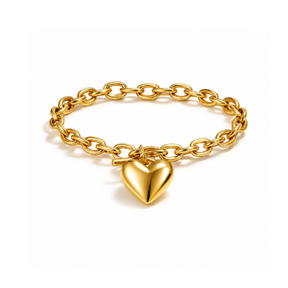 Luna | Gold Plated Heart Charm Toggle Bracelet