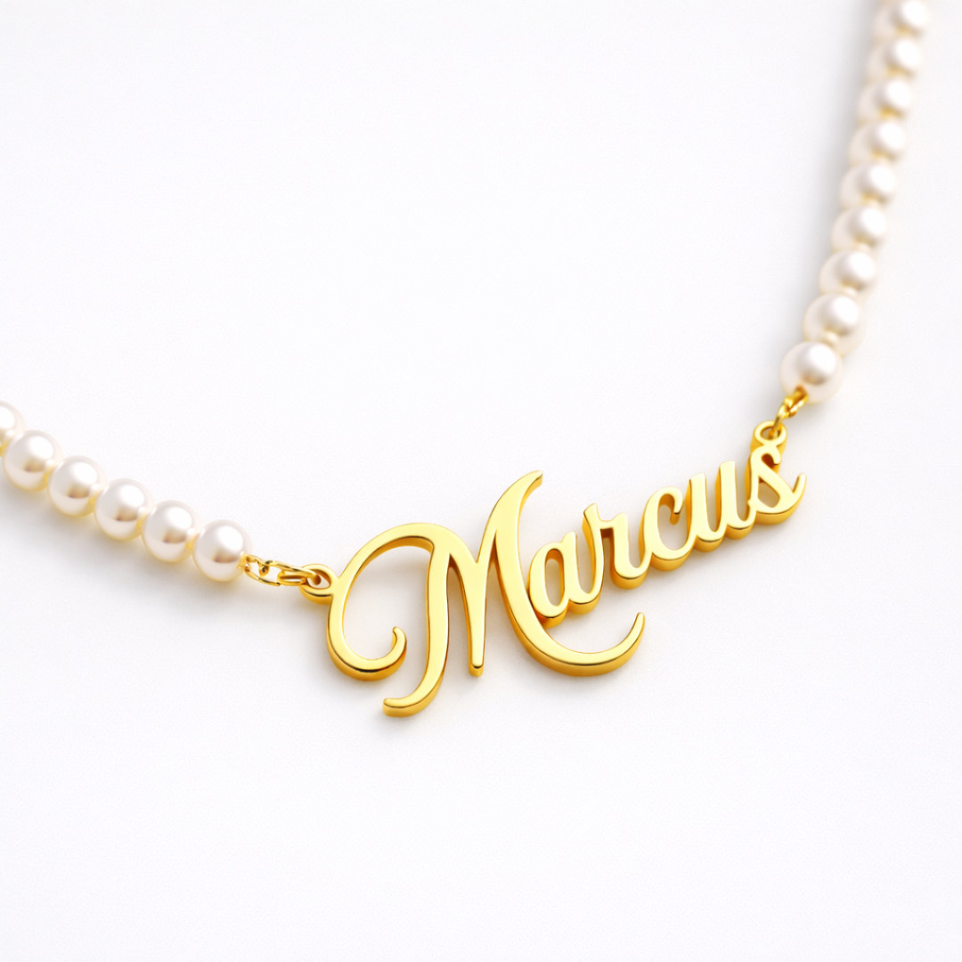 Rielle | Personalised Single Name Pearl Necklace