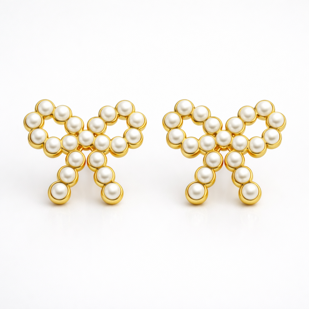 Zora | Bow Pave Stud Earrings