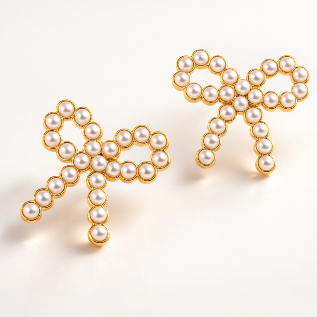 Zora | Bow Pave Stud Earrings