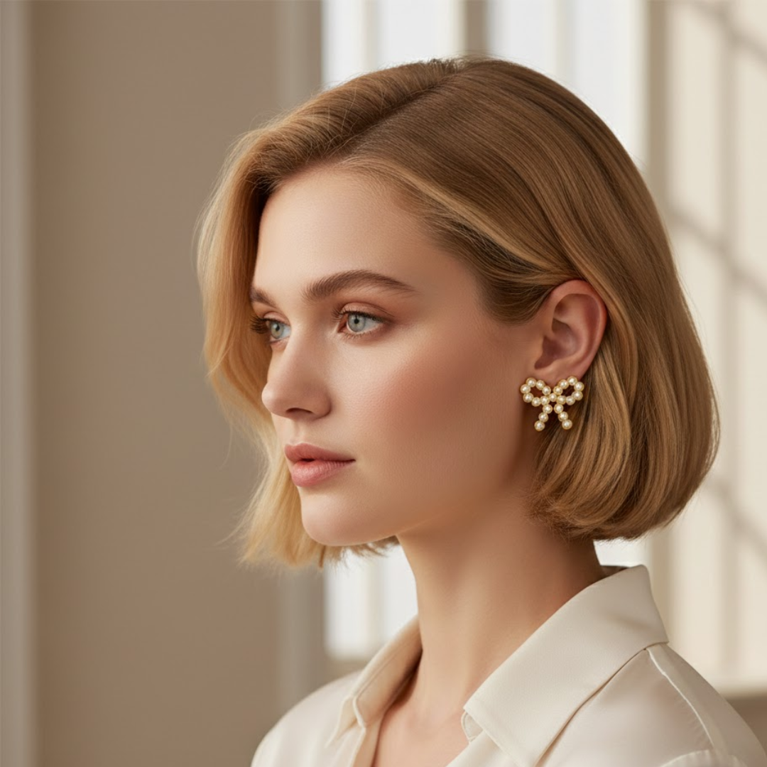 Zora | Bow Pave Stud Earrings