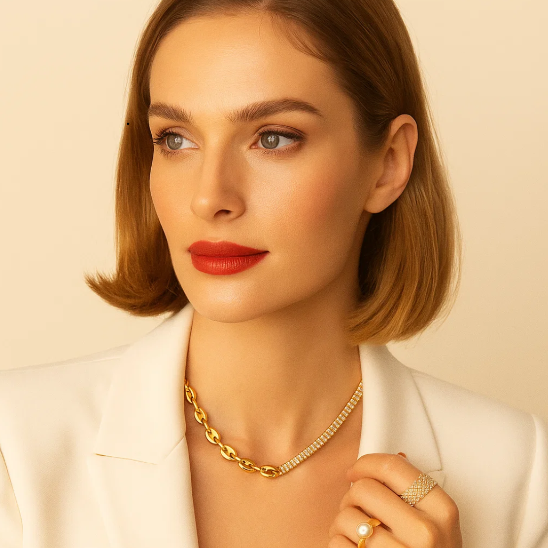Kim | 18K Gold Plated Snake Waterproof Necklace with Zircons