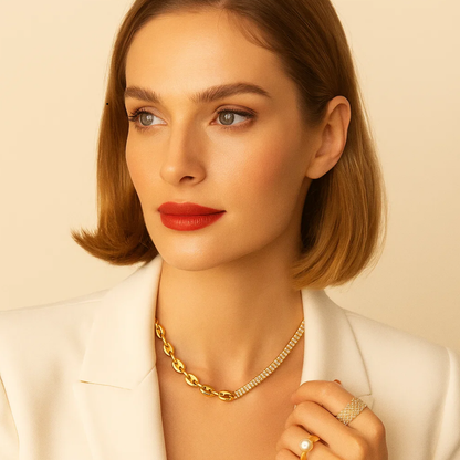Kim | 18K Gold Plated Snake Waterproof Necklace with Zircons