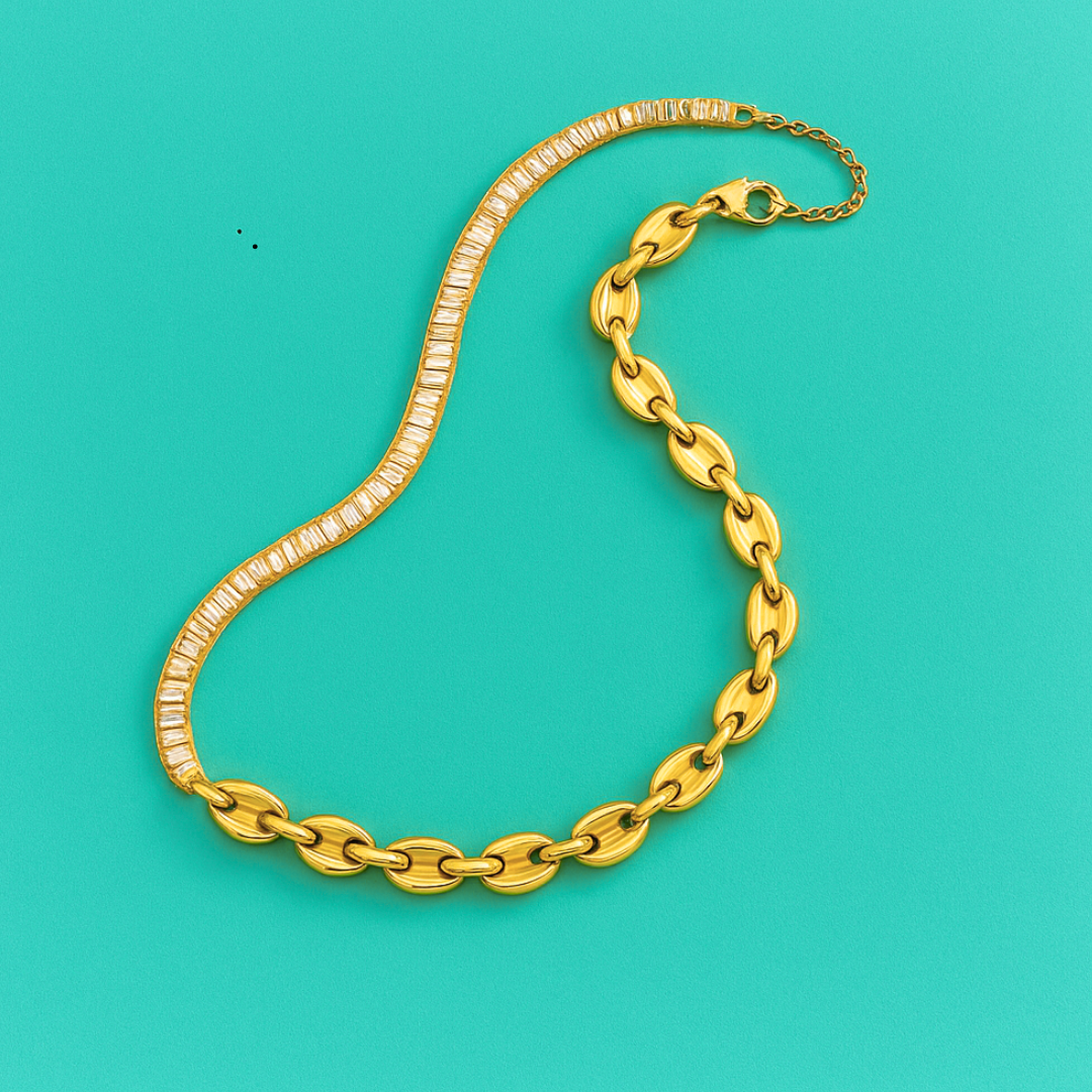Kim | 18K Gold Plated Snake Waterproof Necklace with Zircons