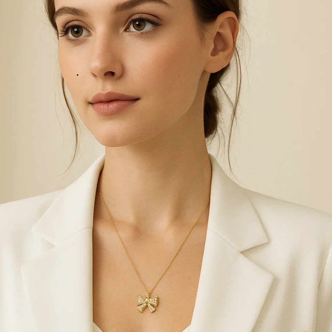 Margaret | Tarnish- Free Bow Ribbon Necklace