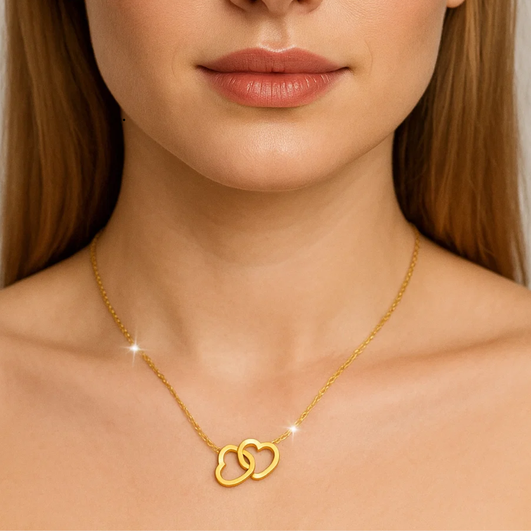 Aria | Gold Plated Interlocking Heart Pendant