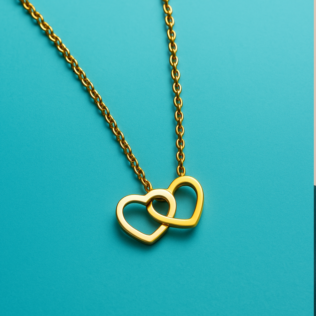 Aria | Gold Plated Interlocking Heart Pendant