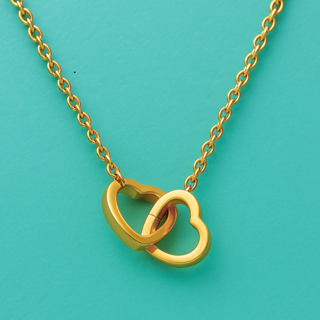 Aria | Gold Plated Interlocking Heart Pendant