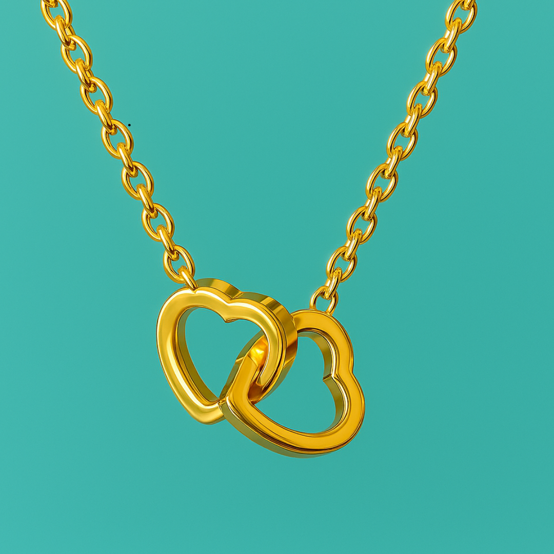 Aria | Gold Plated Interlocking Heart Pendant