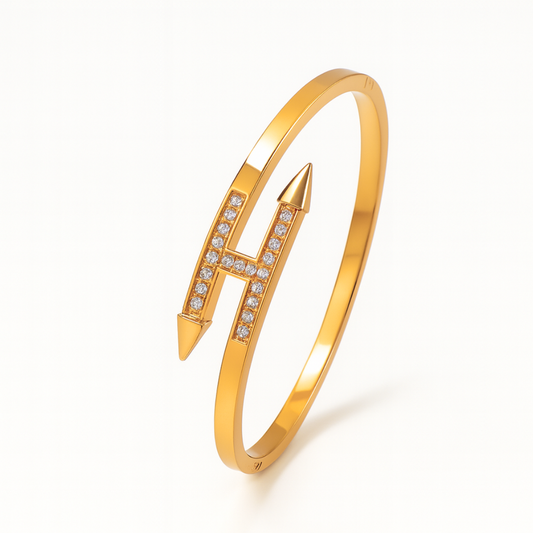 Selena | 18K Gold Plated Zircon Nail Waterproof Bracelet Bangle