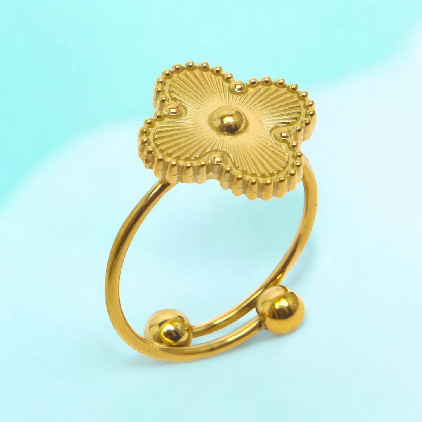 Eva | Gold Plated 4-Leaf Clover Flower Ring