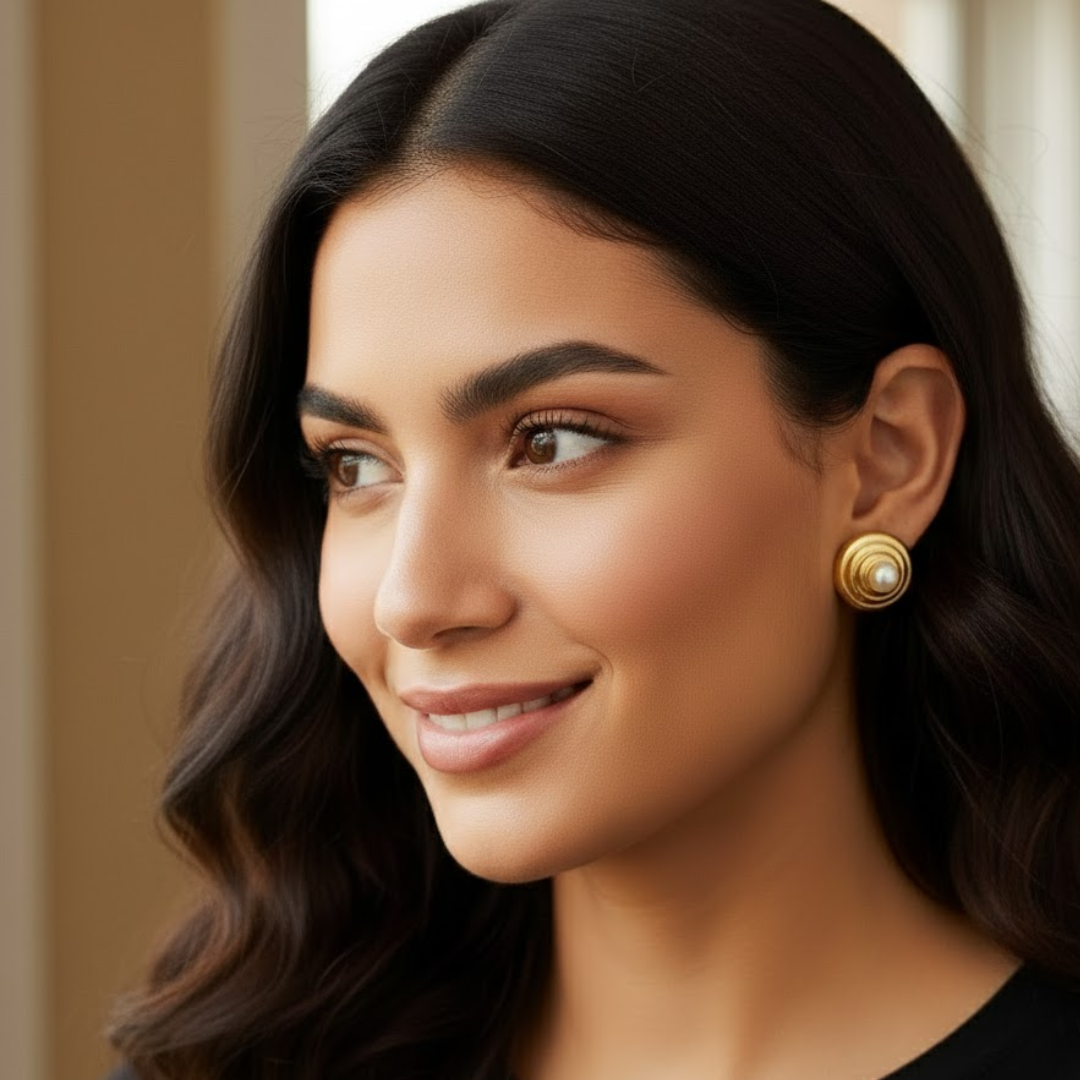 Sydney | Gold-Plated Halo Pearl Stud Earrings