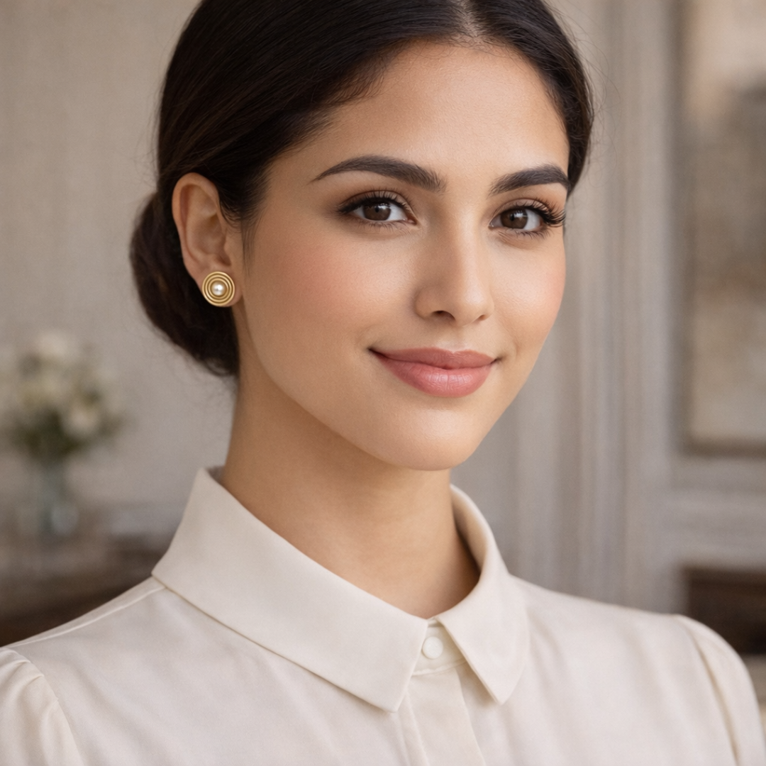 Sydney | Gold-Plated Halo Pearl Stud Earrings