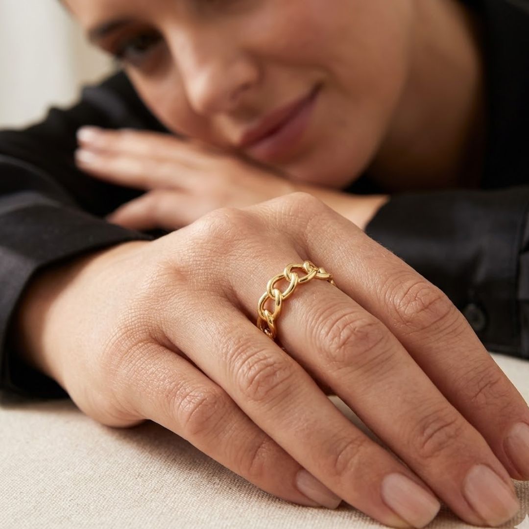 Myra | Gold Plated Cuban Link Resizable Ring