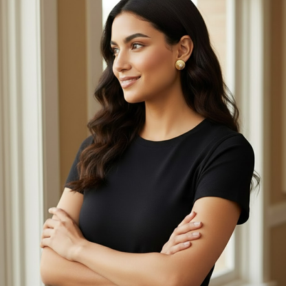 Sydney | Gold-Plated Halo Pearl Stud Earrings