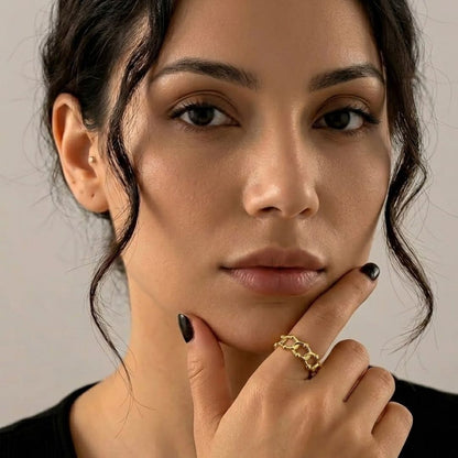 Myra | Gold Plated Cuban Link Resizable Ring