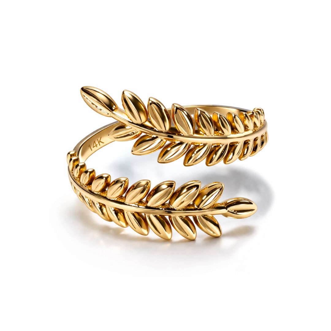 Christy | Gold Plated Laurel Leaf Resizable Ring