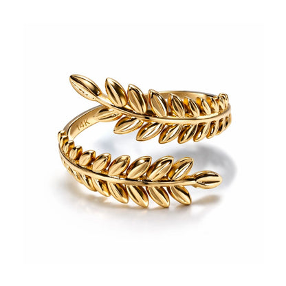 Christy | Gold Plated Laurel Leaf Resizable Ring