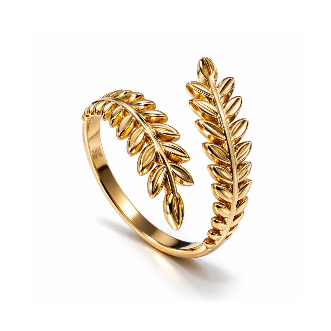 Christy | Gold Plated Laurel Leaf Resizable Ring
