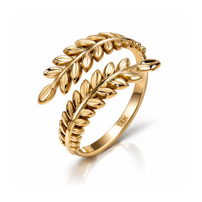 Christy | Gold Plated Laurel Leaf Resizable Ring