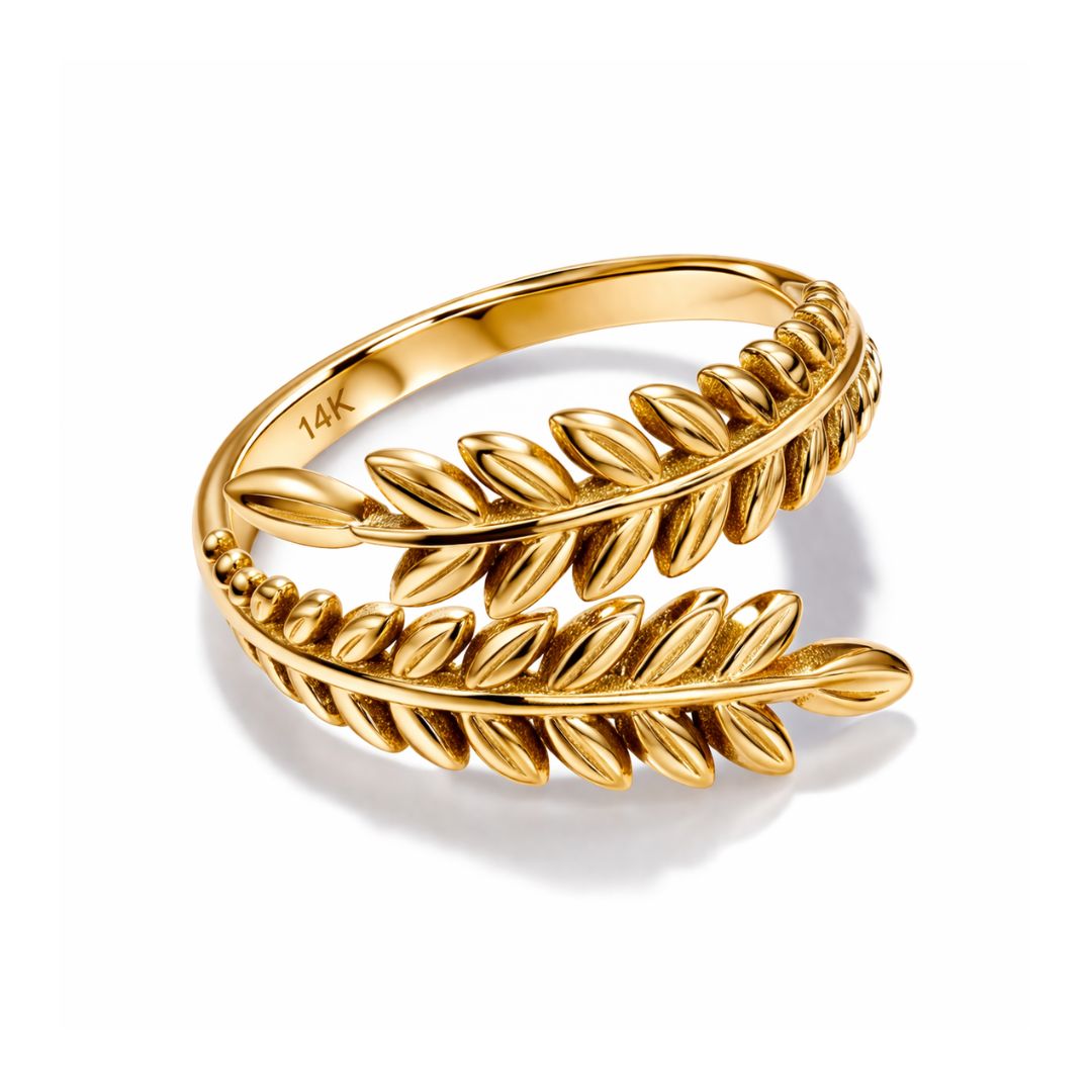 Christy | Gold Plated Laurel Leaf Resizable Ring