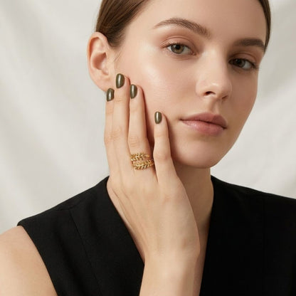 Christy | Gold Plated Laurel Leaf Resizable Ring