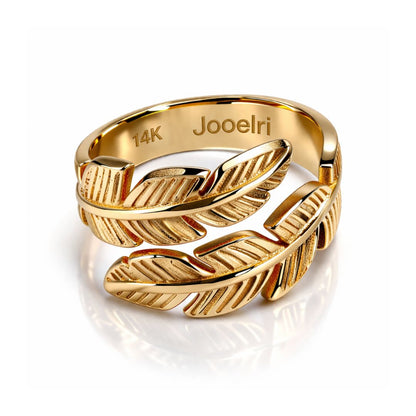 Melize | Gold Plated Leaf Wrap Resizable Ring