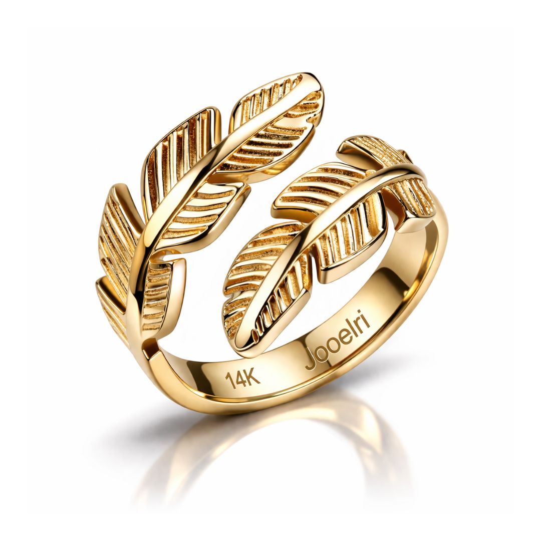 Melize | Gold Plated Leaf Wrap Resizable Ring