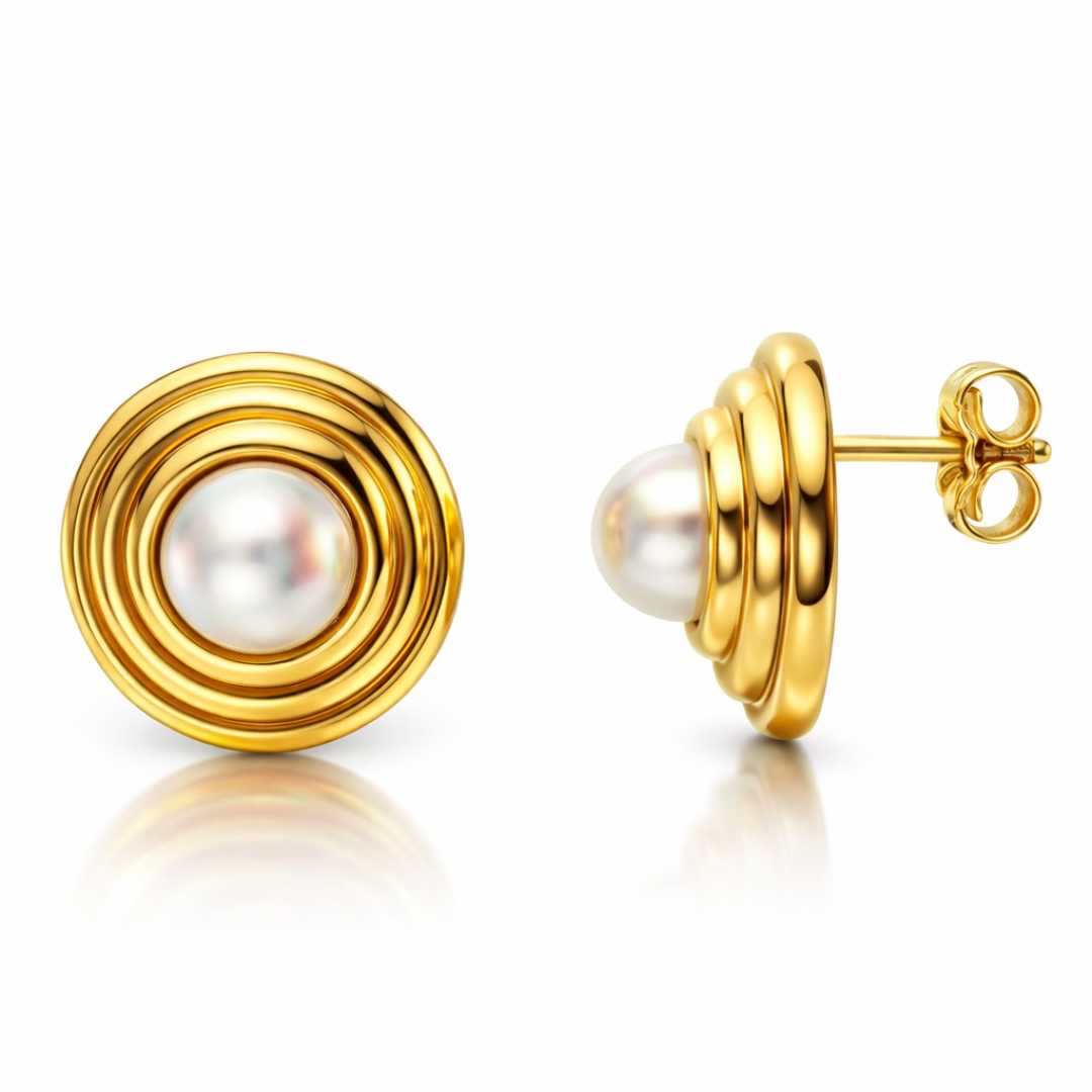 Sydney | Gold-Plated Halo Pearl Stud Earrings