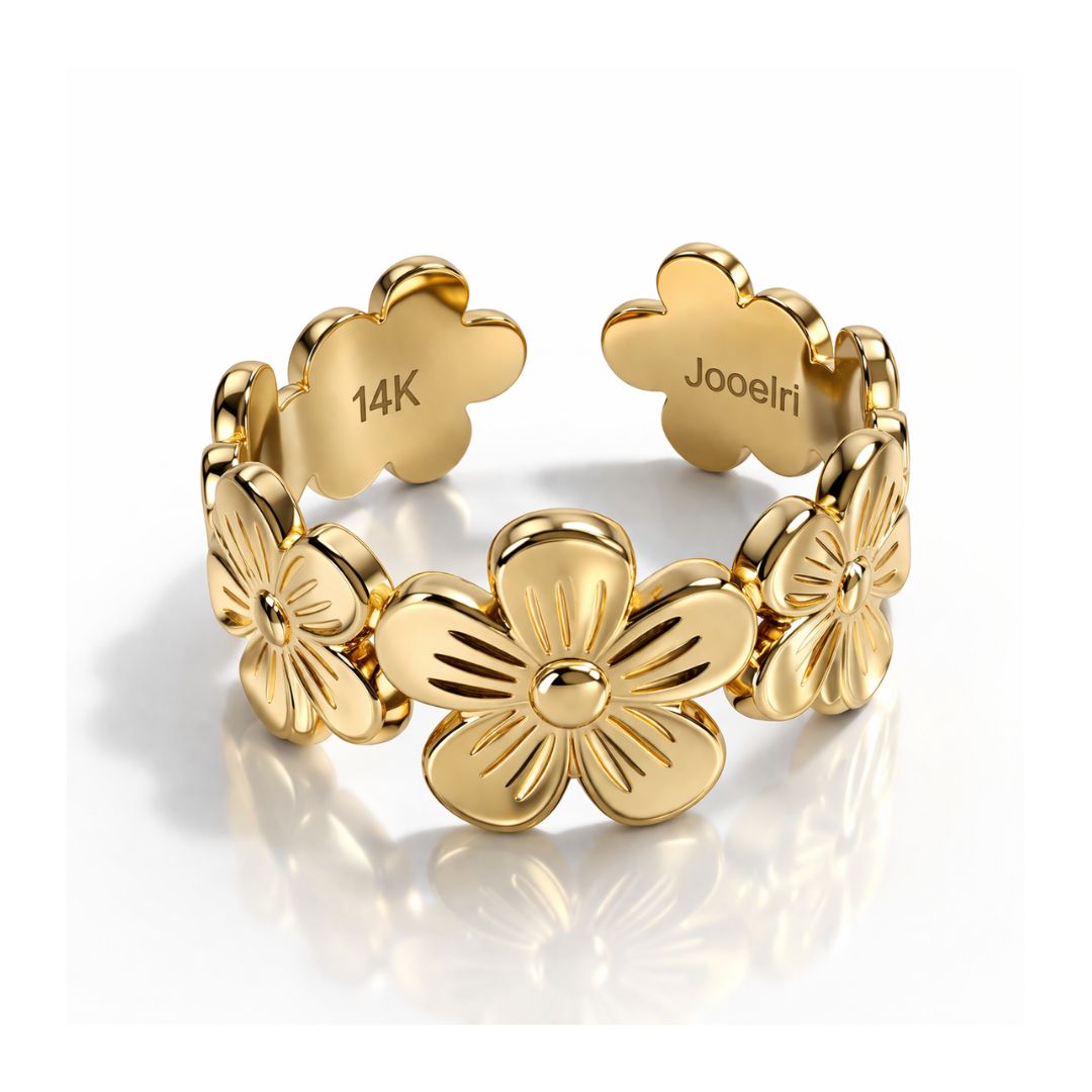 Emily | Gold Plated Flower Eternity Resizable Ring