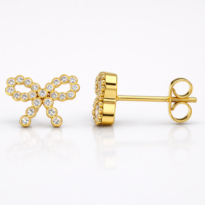 Claire | Bow Pave Stud Earrings