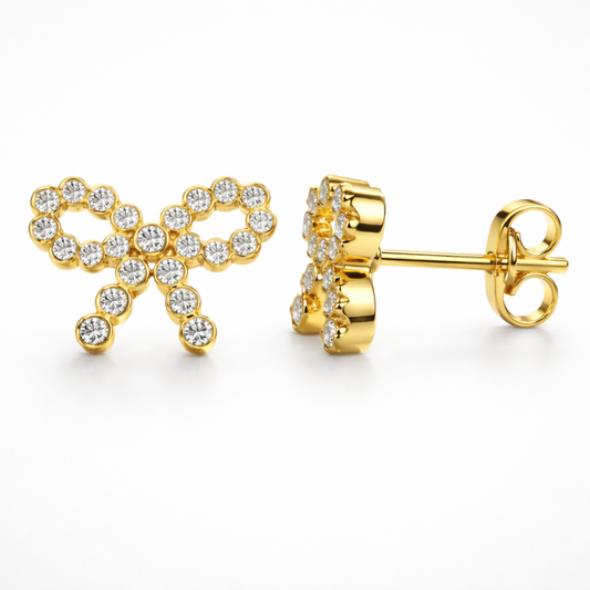 Claire | Bow Pave Stud Earrings
