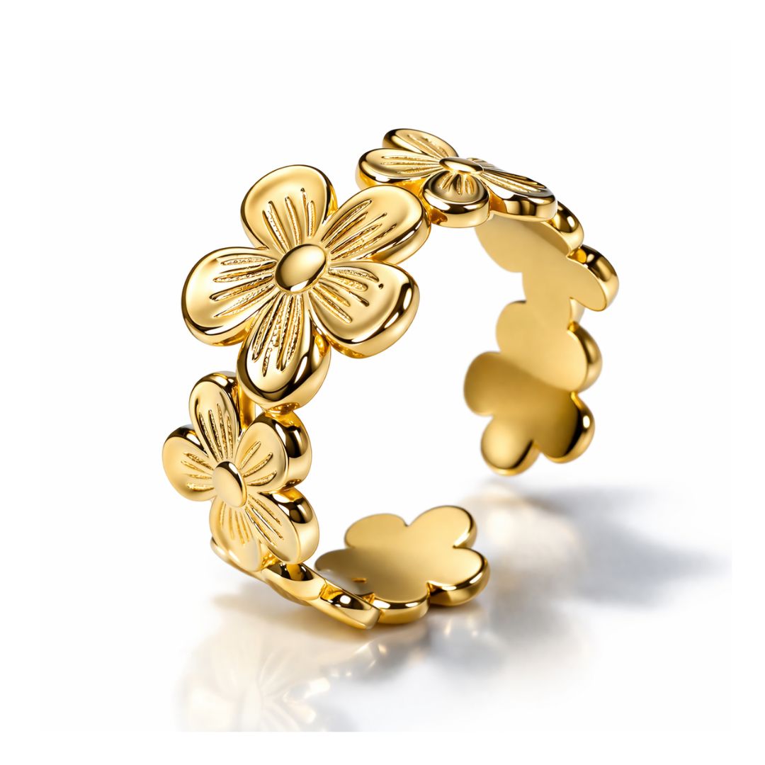 Emily | Gold Plated Flower Eternity Resizable Ring