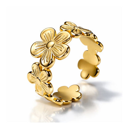 Emily | Gold Plated Flower Eternity Resizable Ring